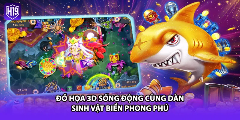 Đồ họa 3D sống động cùng dàn sinh vật biển phong phú